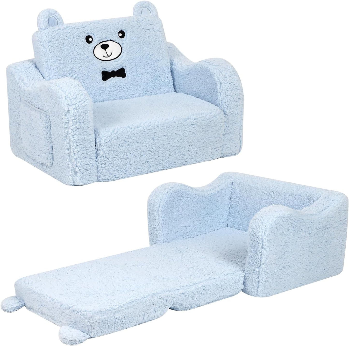 2-in-1 Children's Soft Fleece Folding Sofa