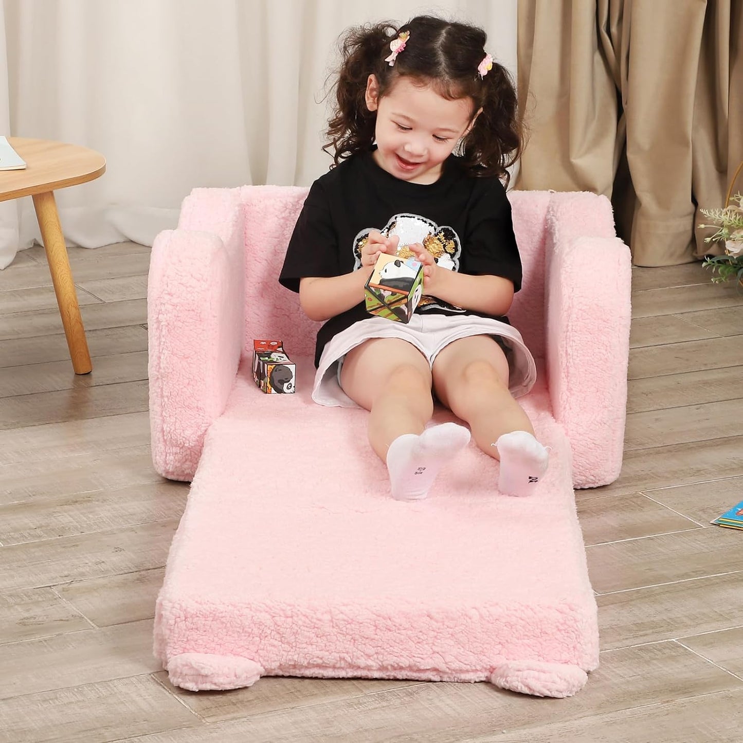 2-in-1 Children's Soft Fleece Folding Sofa