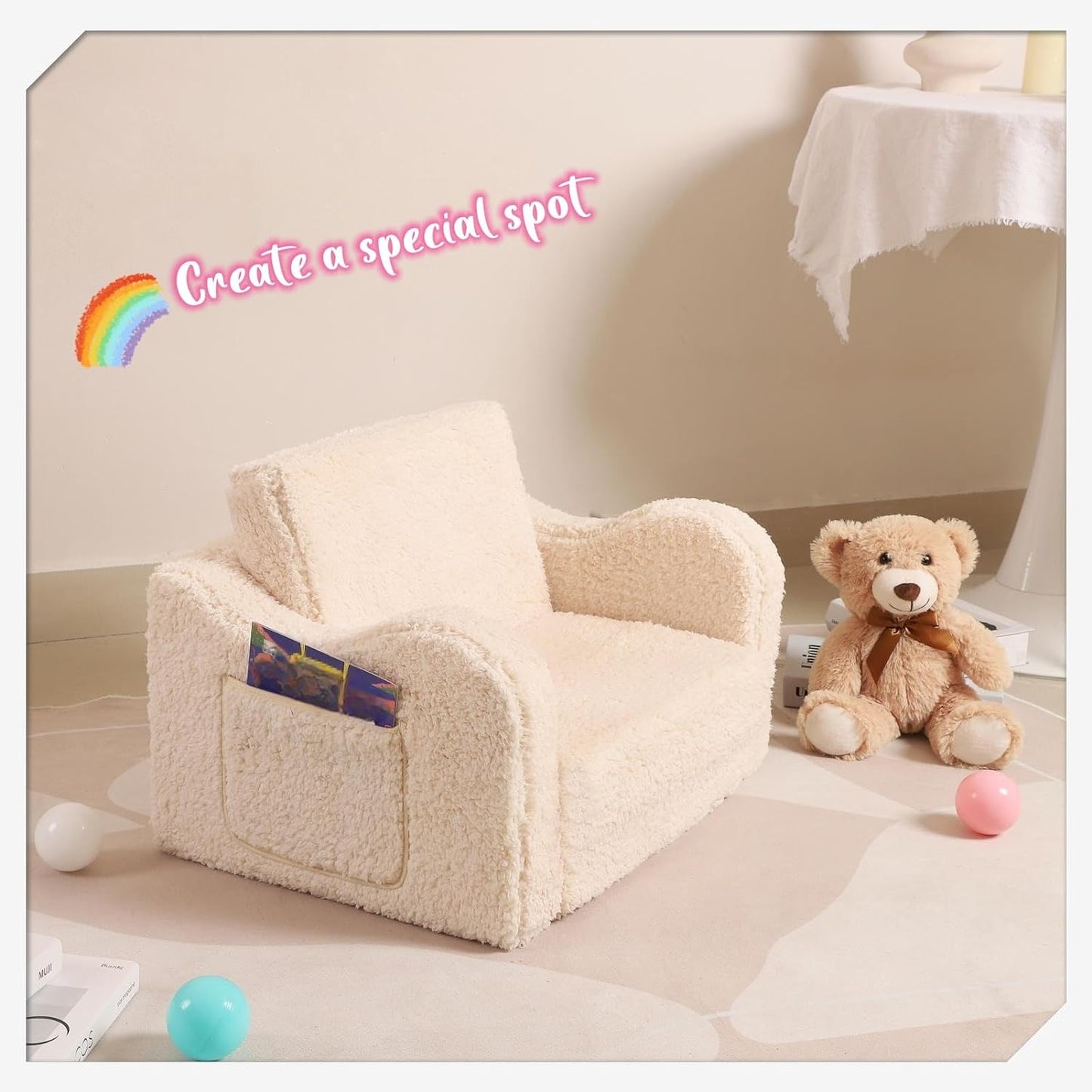 2-in-1 Children's Soft Fleece Folding Sofa