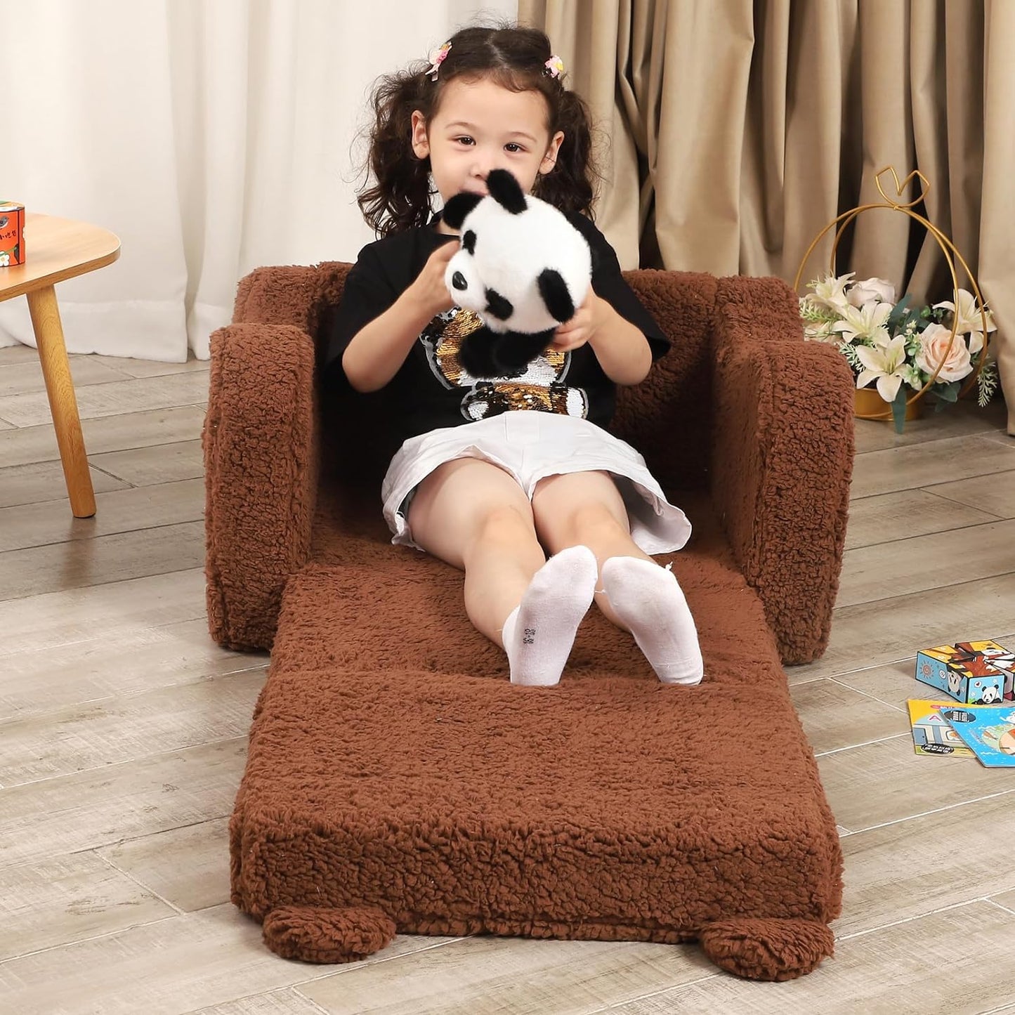 2-in-1 Children's Soft Fleece Folding Sofa